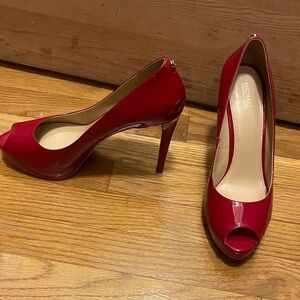 Michael Kors Cherry Red Peep Toe Heels